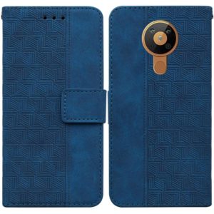 For Nokia 5.3 Geometric Embossed Leather Phone Case(Blue) (OEM)
