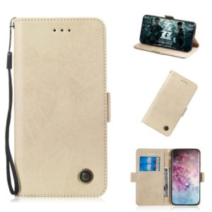 For Galaxy Note 10 Plus Retro Horizontal Flip PU Leather Case with Card Slots & Holder(Gold) (OEM)