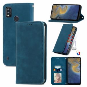 For ZTE A51 Retro Skin Feel Business Magnetic Horizontal Flip Leather Case with Holder & Card Slots & Wallet & Photo Frame(Blue) (OEM)