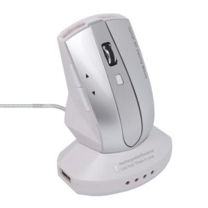 MZ-011 2.4GHz 1600DPI Wireless Rechargeable Optical Mouse with HUB Function(Silver) (OEM)