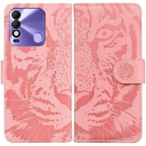 For Tecno Spark 8 / 8T Tiger Embossing Pattern Horizontal Flip Leather Phone Case(Pink) (OEM)