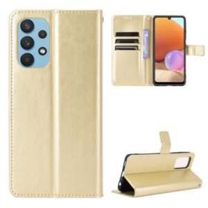 For Samsung Galaxy A32 4G(EU Version) Retro Crazy Horse Texture Horizontal Flip Leather Case with Holder & Card Slots & Photo Frame(Gold) (OEM)