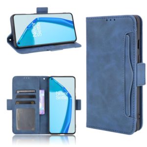 For Oneplus 9R Skin Feel Calf Pattern Horizontal Flip Leather Case with Holder & Card Slots & Photo Frame(Blue) (OEM)