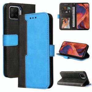 For OPPO F17/A73 2020/F17 Pro/A93 2020 Business Stitching-Color Horizontal Flip PU Leather Case with Holder & Card Slots & Photo Frame & Lanyard(Blue) (OEM)