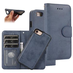 For iPhone SE 2022 / SE 2020 / 8 / 7 KLT888-2 Retro 2 in 1 Detachable Magnetic Horizontal Flip TPU + PU Leather Case with Holder & Card Slots & Photo Frame & Wallet(Dark Blue) (OEM)