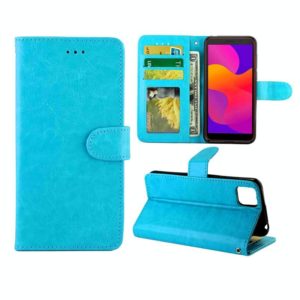 For Huawei Y5P(2020)/Honor9S Crazy Horse Texture Leather Horizontal Flip Protective Case with Holder & Card Slots & Wallet & Photo Frame(Baby Blue) (OEM)