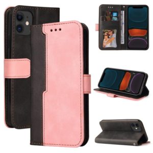 For iPhone 11 Pro Max Business Stitching-Color Horizontal Flip PU Leather Case with Holder & Card Slots & Photo Frame (Pink) (OEM)