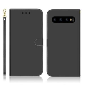 For Galaxy S10 Imitated Mirror Surface Horizontal Flip Leather Case with Holder & Card Slots & Wallet & Lanyard(Black) (OEM)