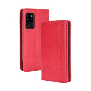 For Oukitel C21 Magnetic Buckle Retro Crazy Horse Texture Horizontal Flip Leather Case with Holder & Card Slots & Photo Frame(Red) (OEM)