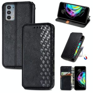 For Motorola Edge 20 Cubic Grid Pressed Horizontal Flip Magnetic PU Leather Case with Holder & Card Slots & Wallet(Black) (OEM)