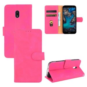 For Nokia C1 Plus Solid Color Skin Feel Magnetic Buckle Horizontal Flip Calf Texture PU Leather Case with Holder & Card Slots & Wallet(Rose Red) (OEM)