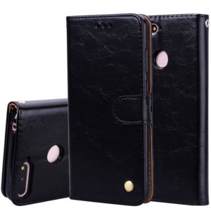 Business Style Oil Wax Texture Horizontal Flip Leather Case for Huawei Honor 7A (with fingerprint hole), with Holder & Card Slots & Wallet(Black) (OEM)