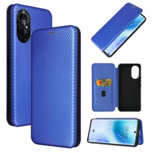 For Huawei nova 8 5G Carbon Fiber Texture Horizontal Flip TPU + PC + PU Leather Case with Card Slot(Blue) (OEM)
