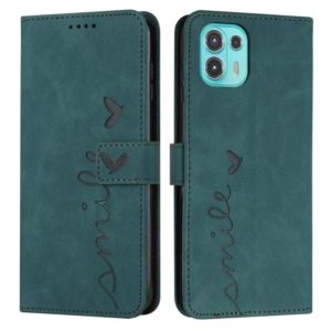 For Motorola Edge 20 Lite Skin Feel Heart Pattern Leather Phone Case(Green) (OEM)