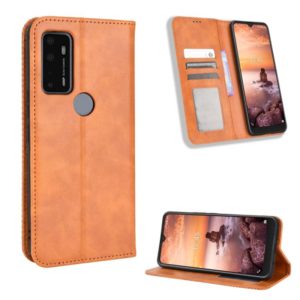 For AT&T Fusion 5G Magnetic Buckle Retro Texture Leather Phone Case(Brown) (OEM)