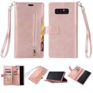 For Samsung Galaxy Note8 Multifunctional Zipper Horizontal Flip Leather Case with Holder & Wallet & 9 Card Slots & Lanyard(Rose Gold) (OEM)