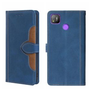 For Tecno Pop 4 Skin Feel Straw Hat Magnetic Buckle Leather Phone Case(Blue) (OEM)