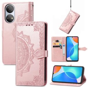 For Honor Play 30 Plus / X7 Mandala Flower Embossed Horizontal Flip Leather Phone Case(Rose Gold) (OEM)
