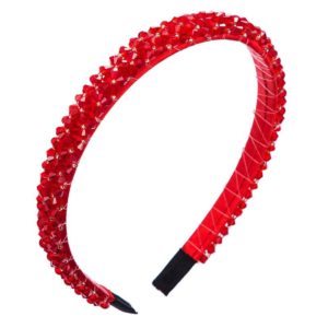 Handmade Fine-edged Fabric Headband Crystal Headband(Red) (OEM)