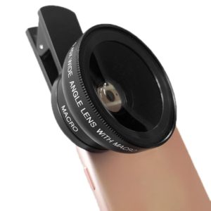 2 PCS 0.45X Ultra-Wide-Angle Macro Combination Mobile Phone External Lens With Clip(Black) (OEM)