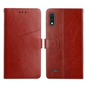 For LG K22 Y Stitching Horizontal Flip Leather Phone Case(Brown) (OEM)