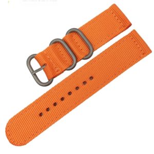 Washable Nylon Canvas Watchband, Band Width:20mm(Orange with Silver Ring Buckle) (OEM)