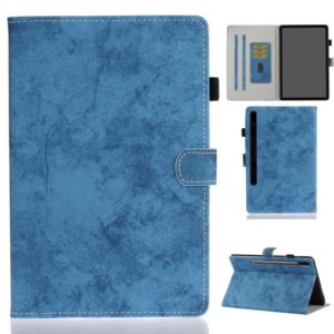 For Samsung Galaxy Tab S8 / Galaxy Tab S7 11.0 T870 Marble Style Cloth Texture Leather Case with Bracket & Card Slot & Pen Slot & Anti Skid Strip(Blue) (OEM)