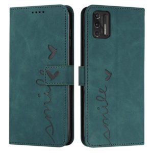 For Motorola Moto G Stylus 2021 Skin Feel Heart Pattern Leather Phone Case(Green) (OEM)