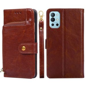 Zipper Bag PU + TPU Horizontal Flip Leather Case with Holder & Card Slot & Wallet & Lanyard For OnePlus 9R(Brown) (OEM)