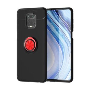 For Xiaomi Redmi Note 9 Pro Max Metal Ring Holder 360 Degree Rotating TPU Case(Black+Red) (OEM)