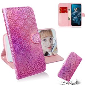 For Huawei Honor 20 Solid Color Colorful Magnetic Buckle Horizontal Flip PU Leather Case with Holder & Card Slots & Wallet & Lanyard(Pink) (OEM)