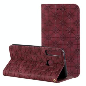 For Huawei P40 lite E / Y7p 2020 Lucky Flowers Embossing Pattern Magnetic Horizontal Flip Leather Case with Holder & Card Slots(Wine Red) (OEM)