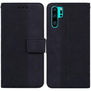 For Huawei P30 Pro Geometric Embossed Leather Phone Case(Black) (OEM)