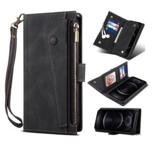 For OnePlus Nord N200 5G Retro Frosted Horizontal Flip Leather Case with Holder & Card Slot & Wallet & Zipper Pocket & Lanyard(Black) (OEM)