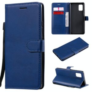 For Samsung Galaxy A71 5G Solid Color Horizontal Flip Protective Leather Case with Holder & Card Slots & Wallet & Photo Frame & Lanyard(Blue) (OEM)