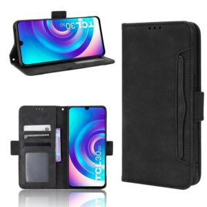 For TCL 30 5G / 30+ Skin Feel Calf Texture Card Slots Leather Phone Case(Black) (OEM)