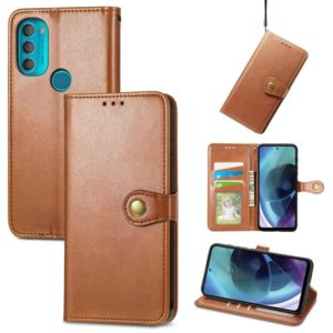 For Motorola Moto G71 5G Solid Color Leather Buckle Phone Case(Brown) (OEM)