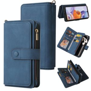 For LG Stylo 6 Skin Feel PU + TPU Horizontal Flip Leather Case With Holder & 15 Cards Slot & Wallet & Zipper Pocket & Lanyard(Blue) (OEM)