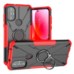 For Motorola Moto G Power 2022 Armor Bear Shockproof PC + TPU Phone Case with Ring Holder(Red) (OEM)