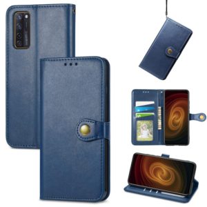 For ZTE Axon 20 5G Solid Color Leather Buckle Phone Case with Lanyard & Photo Frame & Card Slot & Wallet & Stand Function(Blue) (OEM)