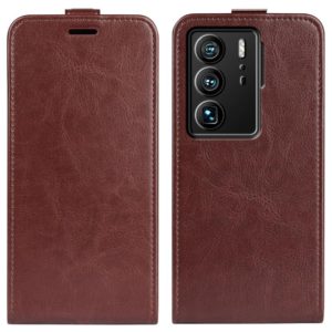 For ZTE Axon 40 Ultra R64 Texture Vertical Flip Leather Phone Case(Brown) (OEM)