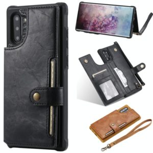 For Galaxy Note 10 Plus Buckle Zipper Shockproof Protective Case with Holder & Card Slots & Wallet & Lanyard & Photos Frame(Black) (OEM)