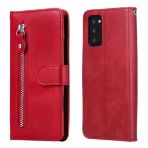 For Samsung Galaxy Note20 Fashion Calf Texture Zipper Horizontal Flip Leather Case with Stand & Card Slots & Wallet Function(Red) (OEM)