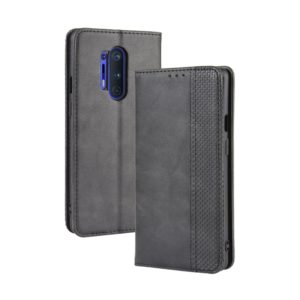 For OnePlus 8 Pro Magnetic Buckle Retro Crazy Horse Texture Horizontal Flip Leather Case with Holder & Card Slots & Photo Frame(Black) (OEM)