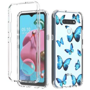 For LG K51 2 in 1 High Transparent Painted Shockproof PC + TPU Protective Case(Blue Butterfly) (OEM)