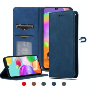 For Samsung Galaxy A41 (EU) Retro Skin Feel Business Magnetic Horizontal Flip Leather Case(Navy Blue) (OEM)