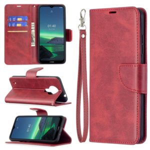 For Nokia 1.4 Retro Lambskin Texture Pure Color Horizontal Flip PU Leather Case with Holder & Card Slots & Wallet & Lanyard(Red) (OEM)