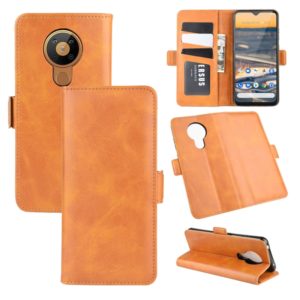 For Nokia 5.3 Dual-side Magnetic Buckle Horizontal Flip Leather Case with Holder & Card Slots & Wallet(Yellow) (OEM)