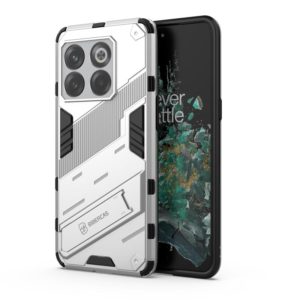 For OnePlus 10T 5G Punk Armor PC + TPU Phone Case with Holder(White) (OEM)