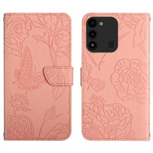 For Tecno Spark Go 2022 HT03 Skin Feel Butterfly Embossed Flip Leather Phone Case(Pink) (OEM)